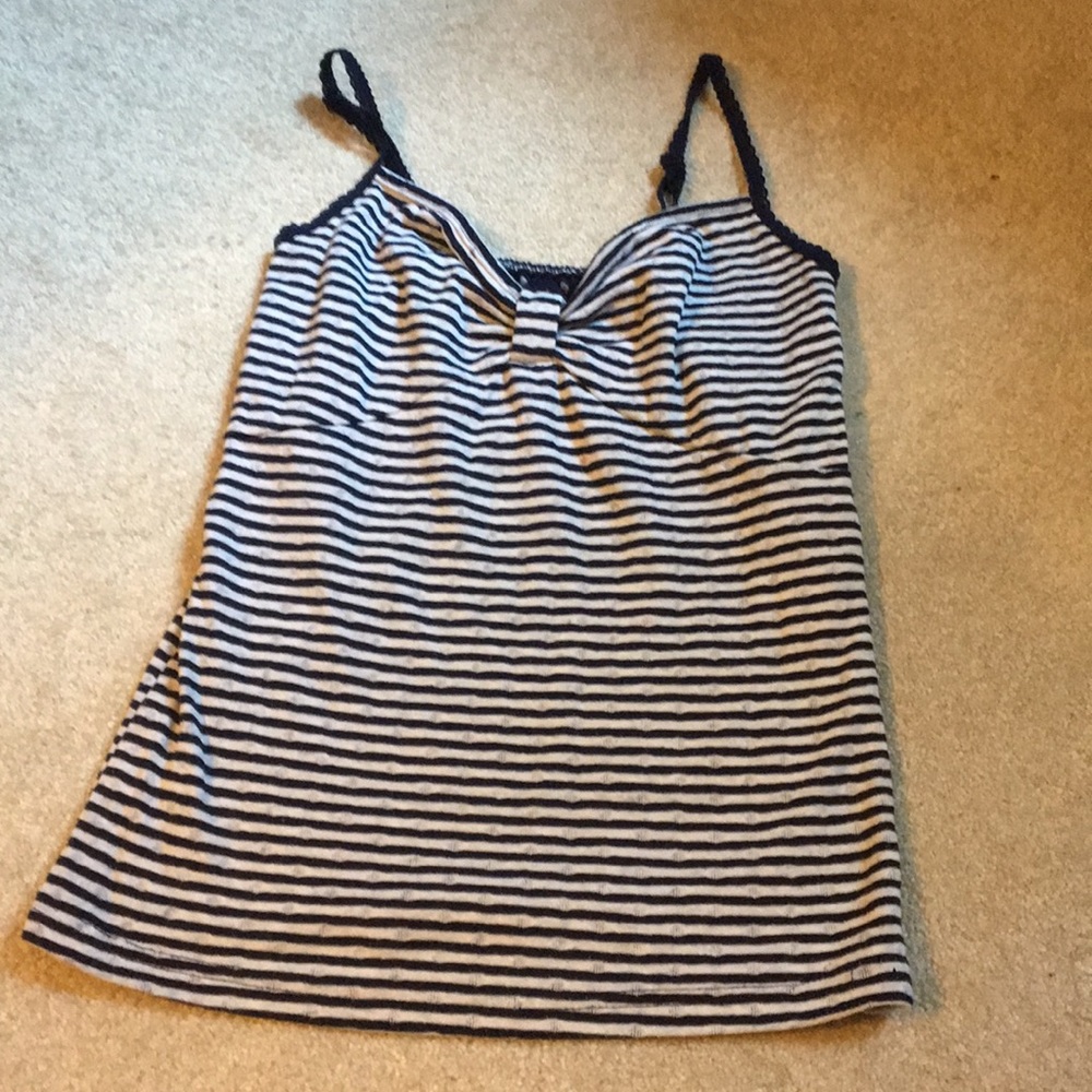Striped vintage tank top with faux bow